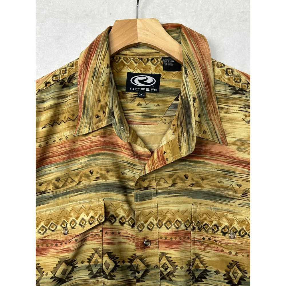 Roper Mens‎ 2XL Western Aztec Southwest Print Long Sleeve Button Up Shirt
